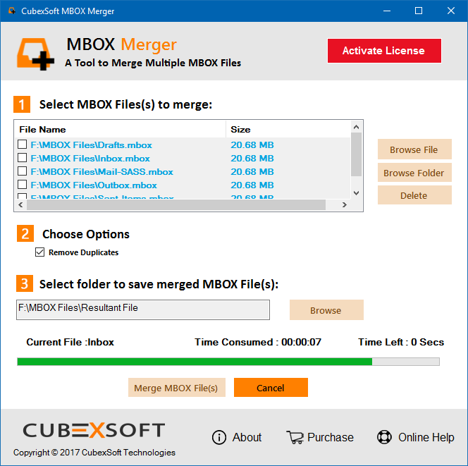 Merge MBOX Files screenshot