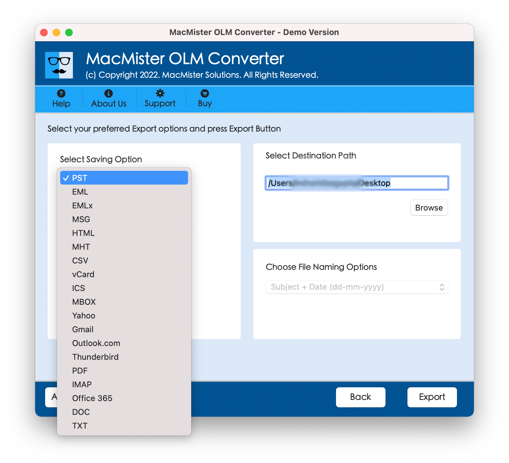 Outlook Mac OLM Export to PST